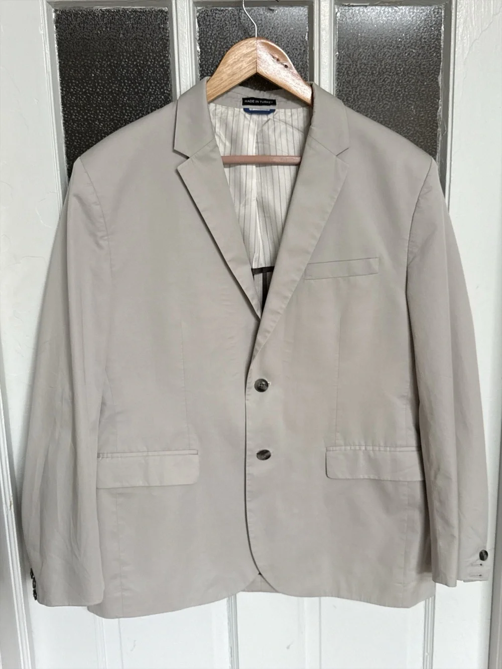 Saks Fifth Avenue 611 Men’s 42 Beige Cotton Blazer Sport Coat Made Turkey